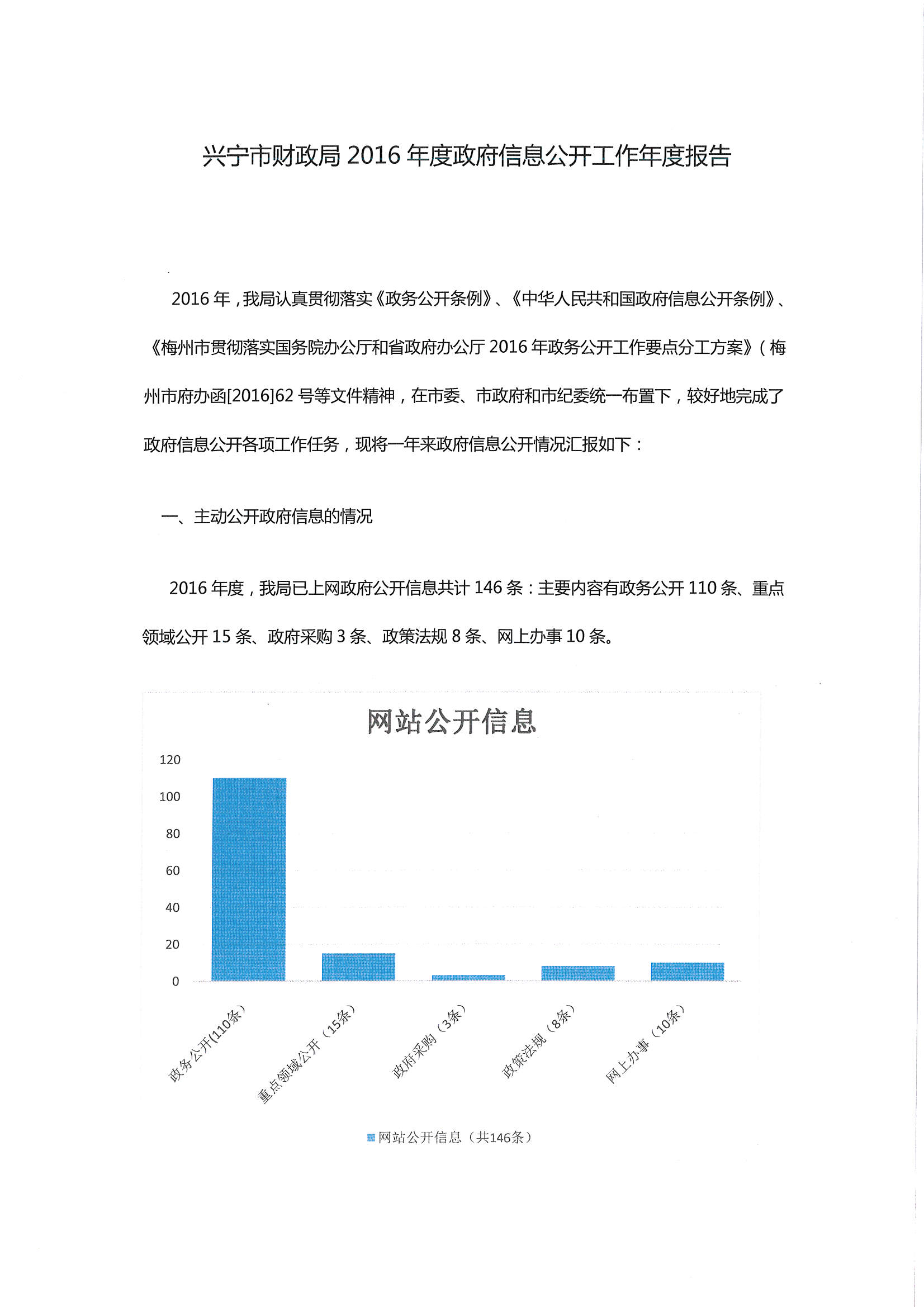 兴宁市财政局2016年度政府信息公开工作年度报告