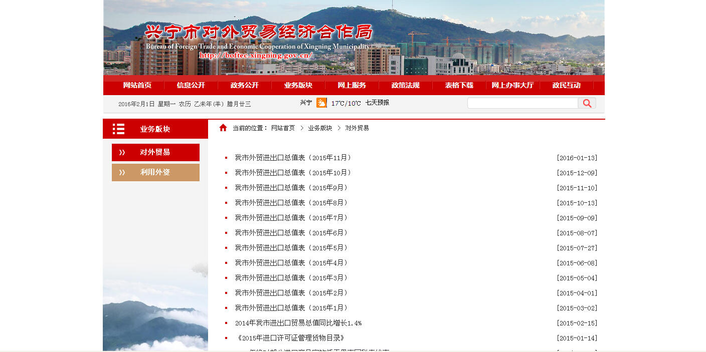 工作，在兴宁市对外贸易经济合作局网站公开兴宁外经贸工作方面的信息。