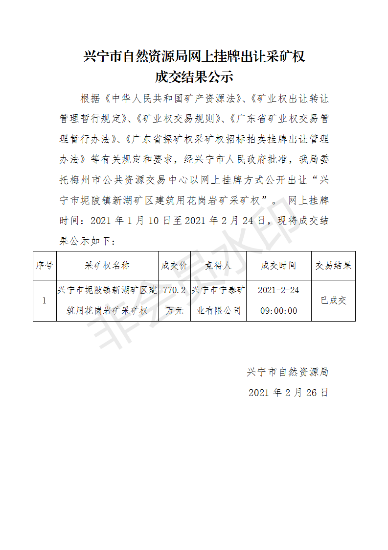 兴宁市自然资源局网上挂牌出让采矿权成交结果公示_01.png