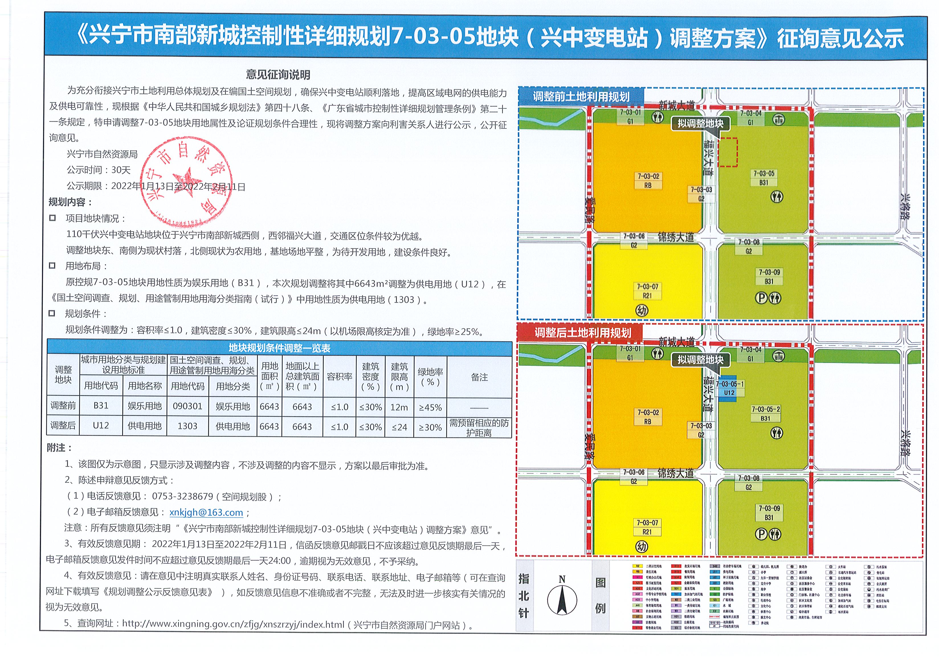 《兴宁市南部新城控制性详细规划7-03-05地块（兴中变电站）调整方案》征询意见公示.jpg