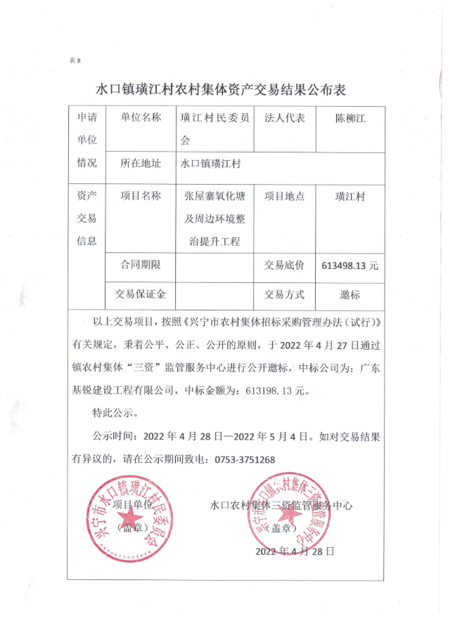 0429兴宁市水口镇璜江村张屋寨氧化塘及周边环境整治提升工程结果公布表.jpg