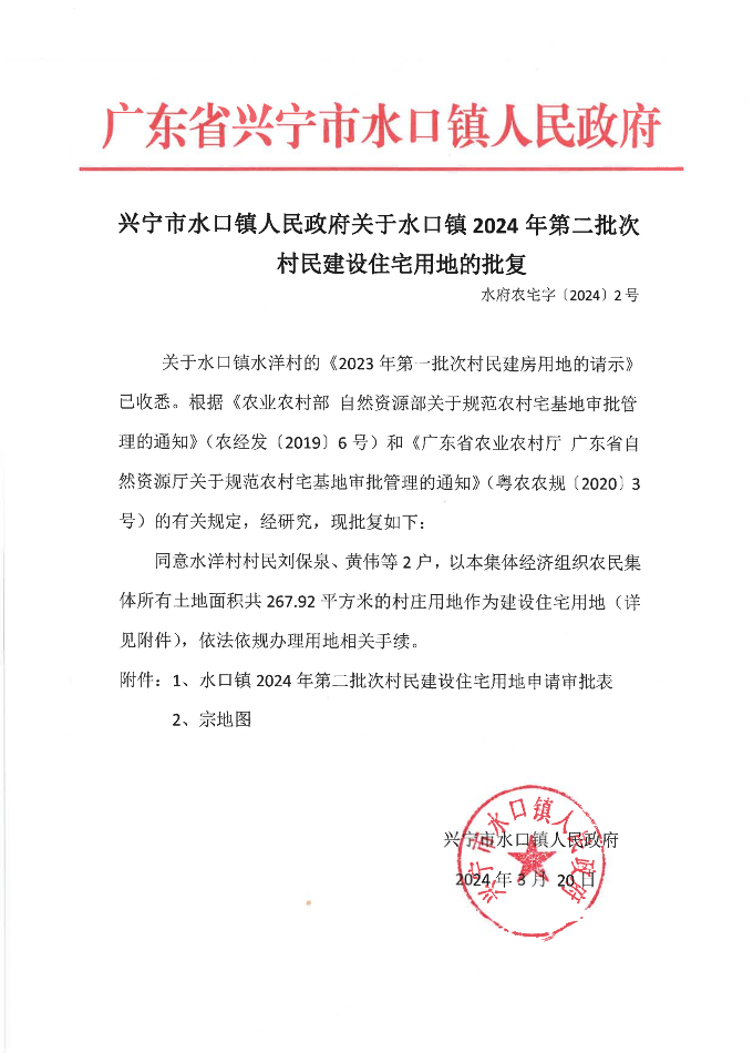 兴宁市水口镇人民政府关于水口镇2024年第二批次村民建设住宅用地的批复_00.png