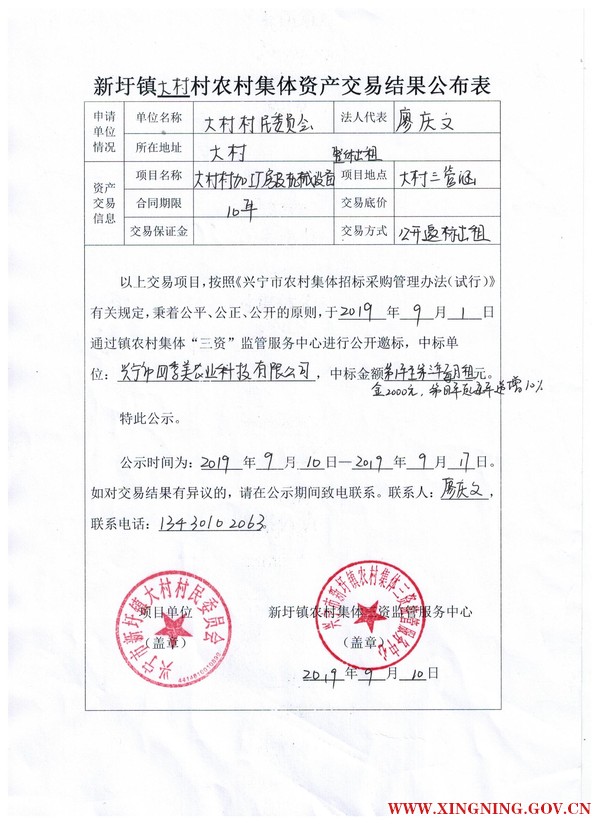 新圩镇大村村农村集体资产交易结果公布表.jpeg